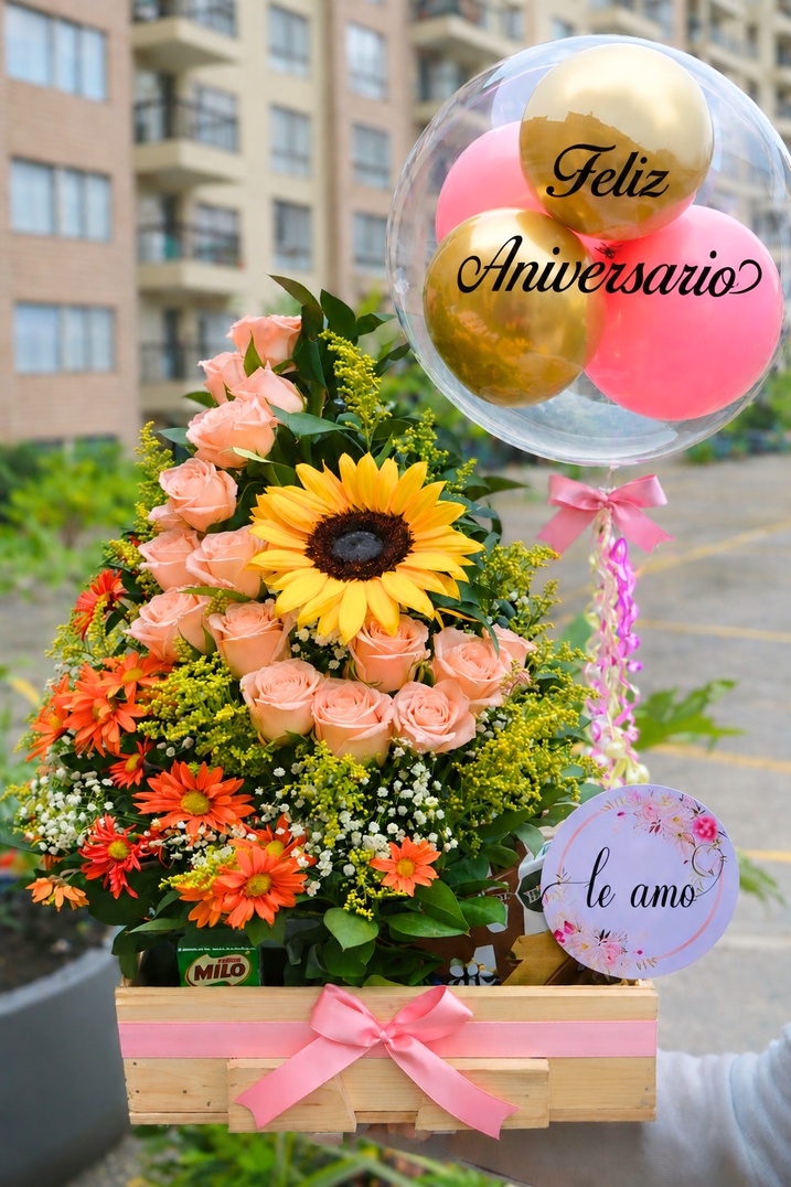 Desayuno arreglo floral con girasol - Deluxe Surprise
