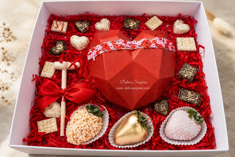 Detalle corazón de chocolate rojo - Deluxe Surprise
